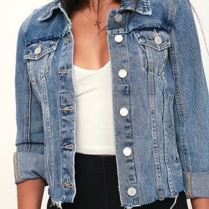 Blank NYC Traffic Jam light wash raw hem denim jacket. Like new. Worn once. S.